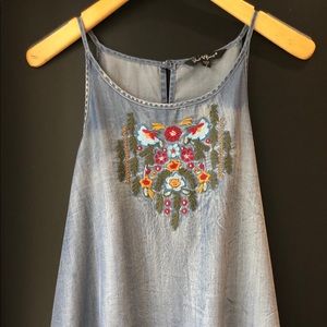 Velvet heart blue denim tank